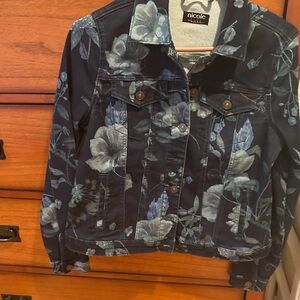 Nicole by Nicole Miller Blue Floral Jacket